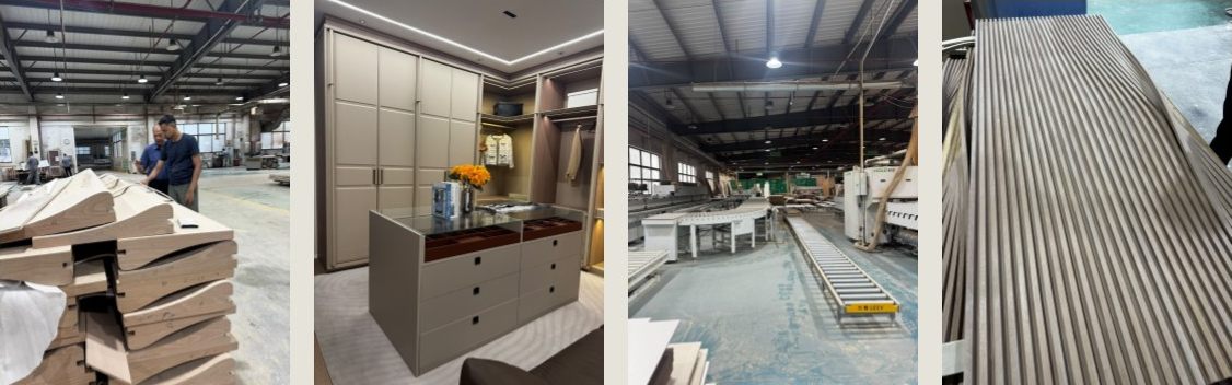 China factory floor with fluted timber panels